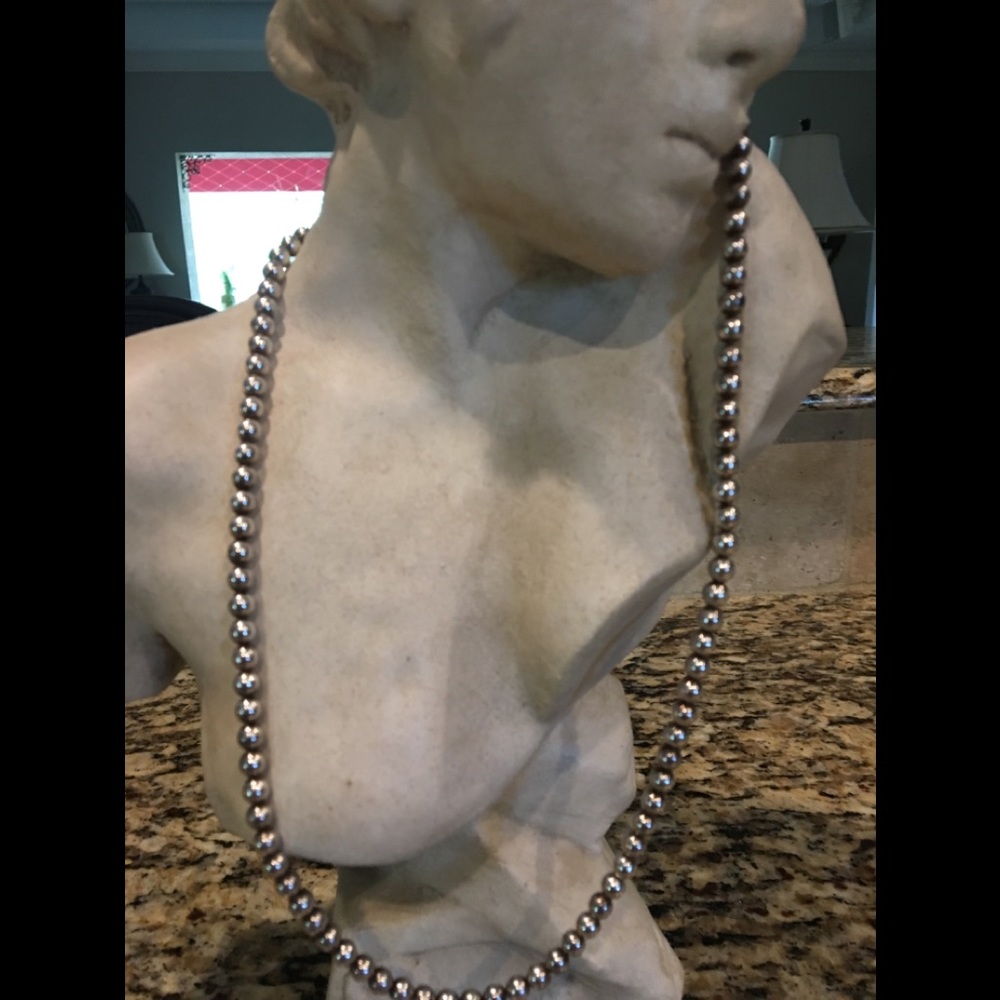 925 Italy Sterling Beaded 24 Inch Necklace